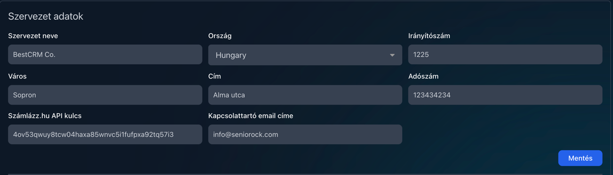 vállalati adatok