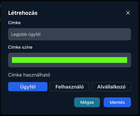 címke létrehozás