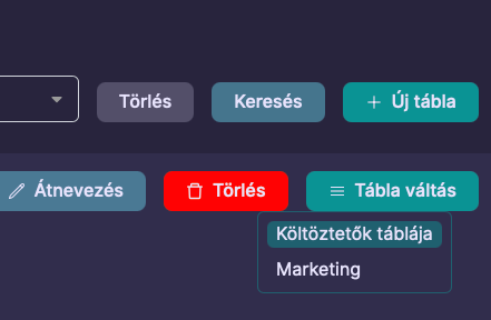 tábla váltás