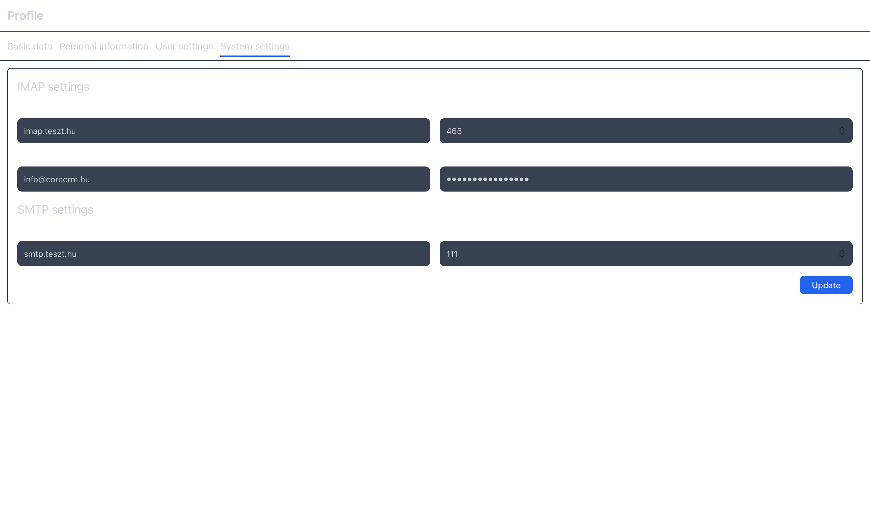 system settings
